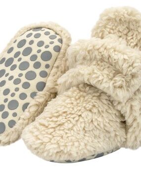 Zutano Cream Plush Baby Walker Slippers